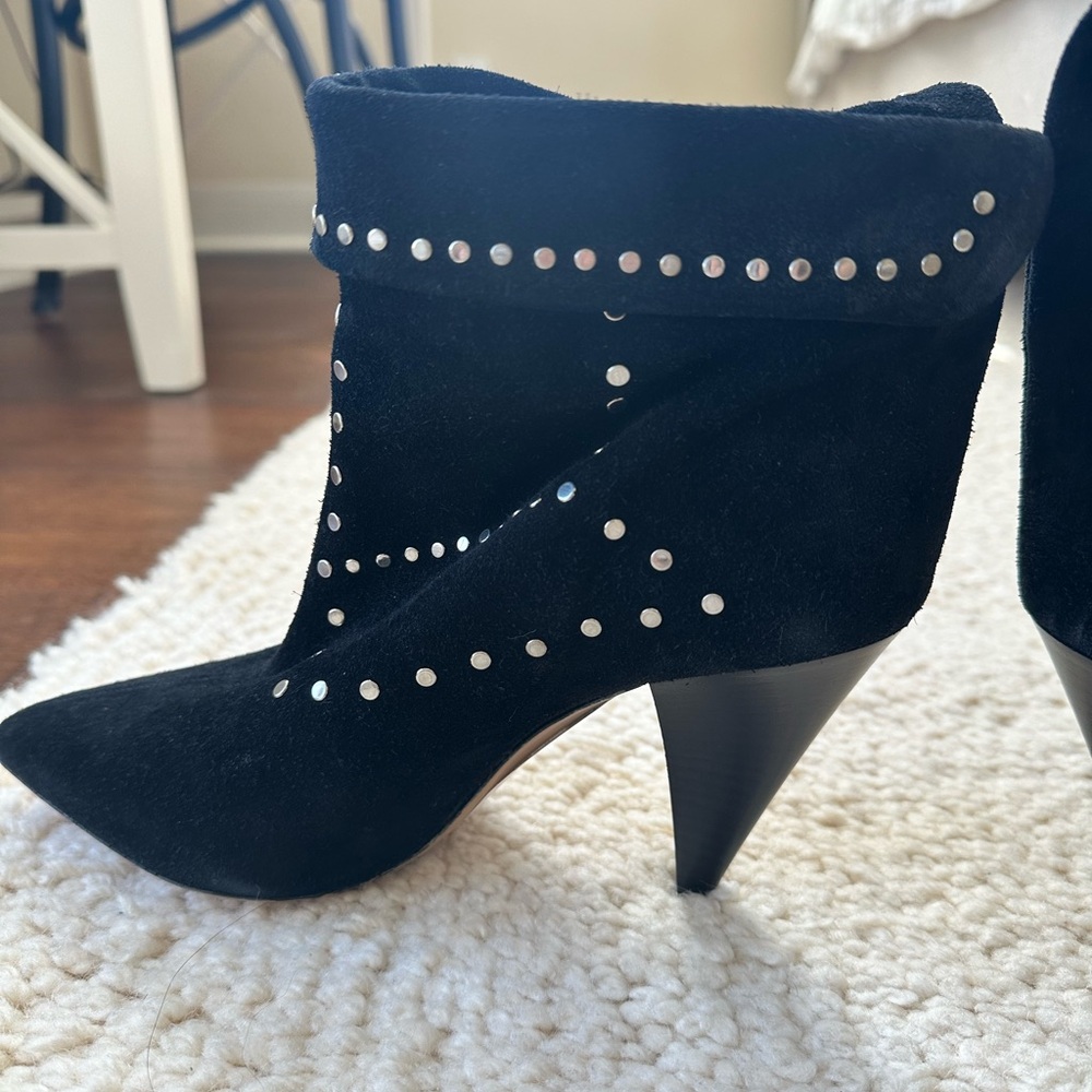 Isabel Marant Black Suede Studded Story Lisbo Ankle Boots, Size 39, NIB - Picture 9 of 14